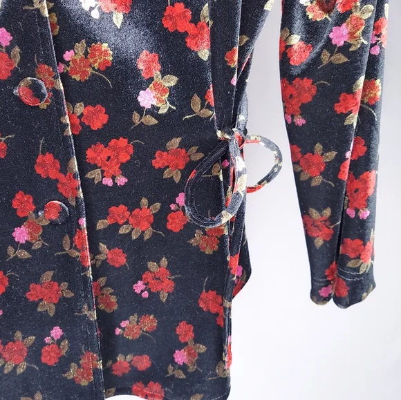 Vtg 90s Melissa Harper Velvet Dark Floral Blazer Women 12 Whimsigoth Cottagecore - Picture 4 of 14